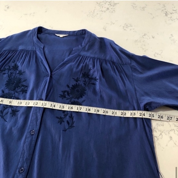 Studio CLIP button front embroidery flower T-shirt dress - Picture 14 of 16